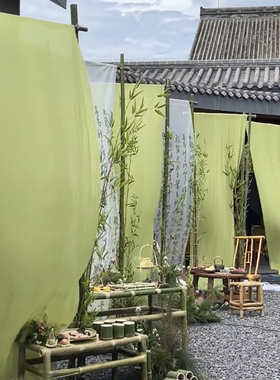 白色网纱缦婚庆拱门婚礼求婚国风背景中式吊顶白纱幔拍照户外装饰