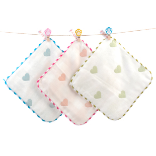 纯棉加厚纱布小方巾 20*20cm幼儿园洗脸方巾宝宝擦嘴挂式口水巾