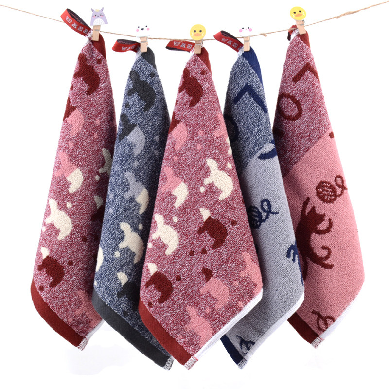 纯棉幼儿园小方巾儿童卡通深色四方小毛巾不掉色柔软洗脸擦手帕巾