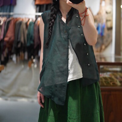 如眸原创夏款桑蚕丝香云纱马甲ZQ56004