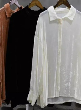 如眸 原创设计 ZQ230631真丝绒衬衫女士上衣长袖