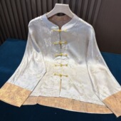 国风香云纱中式 蝶恋花 提花外套上衣长袖