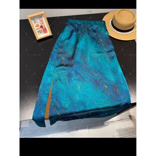 香云纱.半身裙 女气质百搭直筒裙桑蚕丝开叉中长裙夏季