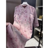 2025新款 新中式 夏装 巨好看 米白色碎花改良旗袍连衣裙子 国风女装