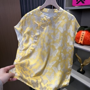 黄蝴蝶 新中式 女装 斜襟盘扣上衣 超显白小衫