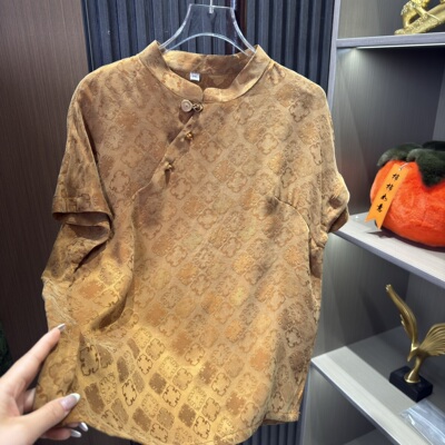 香云纱·小衫-高定蚕丝大王锻暗纹织花国风盘扣短袖