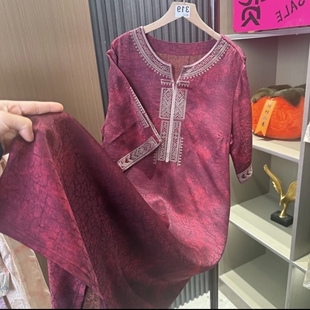 新款 百搭夏季 立领盘扣刺绣连衣裙女 国风时尚 重磅老料新中式