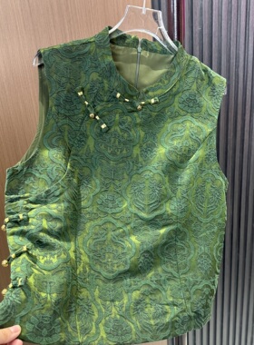 新中式国风年轻版香云纱上衣女装2025夏新款绿色高端非遗马甲