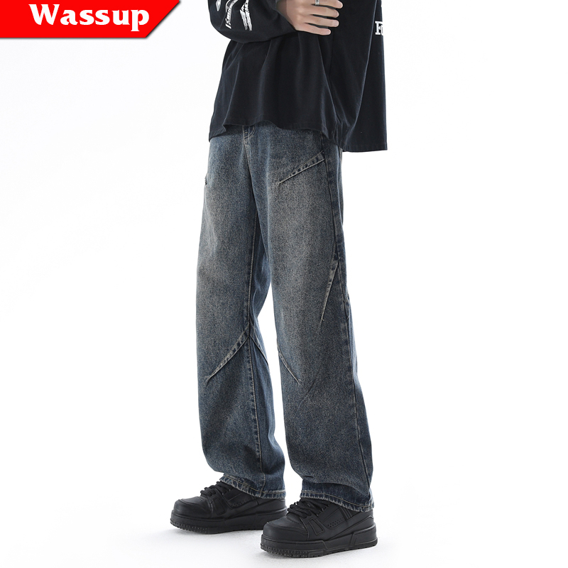 WASSUPRIGHT美式宽松直筒牛仔裤