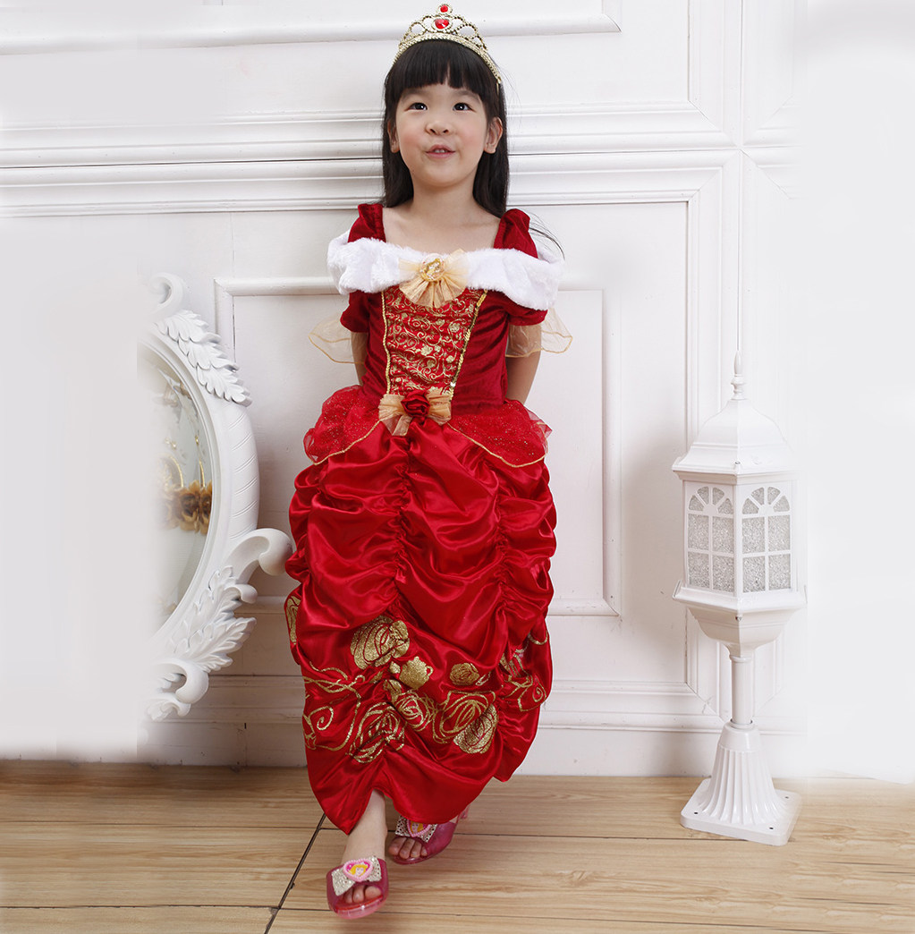 圣诞节贝尔公主裙儿童服装儿童舞蹈服儿童演出服花童服送皇冠