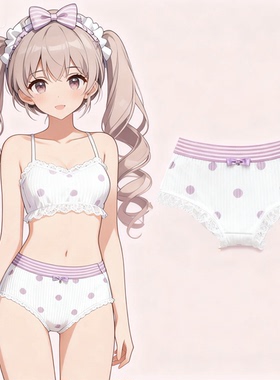 49R3小葱内衣全棉波点高腰内裤少女三角裤可爱胖次复古蝴蝶结大码