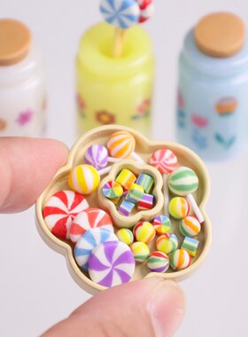 不能吃微缩迷你食玩手工粘土彩虹球糖棒棒糖波板糖超小一个模型