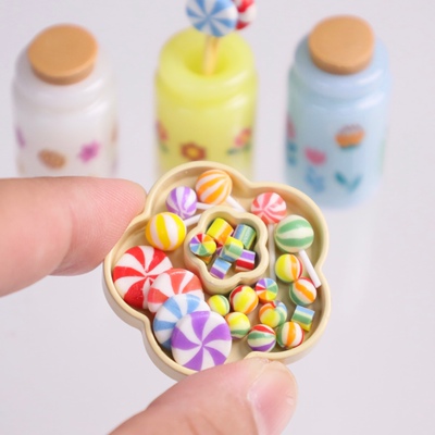 不能吃微缩迷你食玩手工粘土彩虹球糖棒棒糖波板糖超小一个模型
