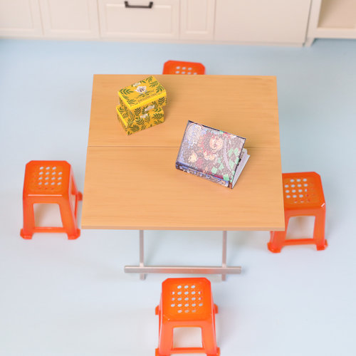 1：6微缩迷你食玩兵人小布OBJ BJD娃屋仿真折叠桌椅模型