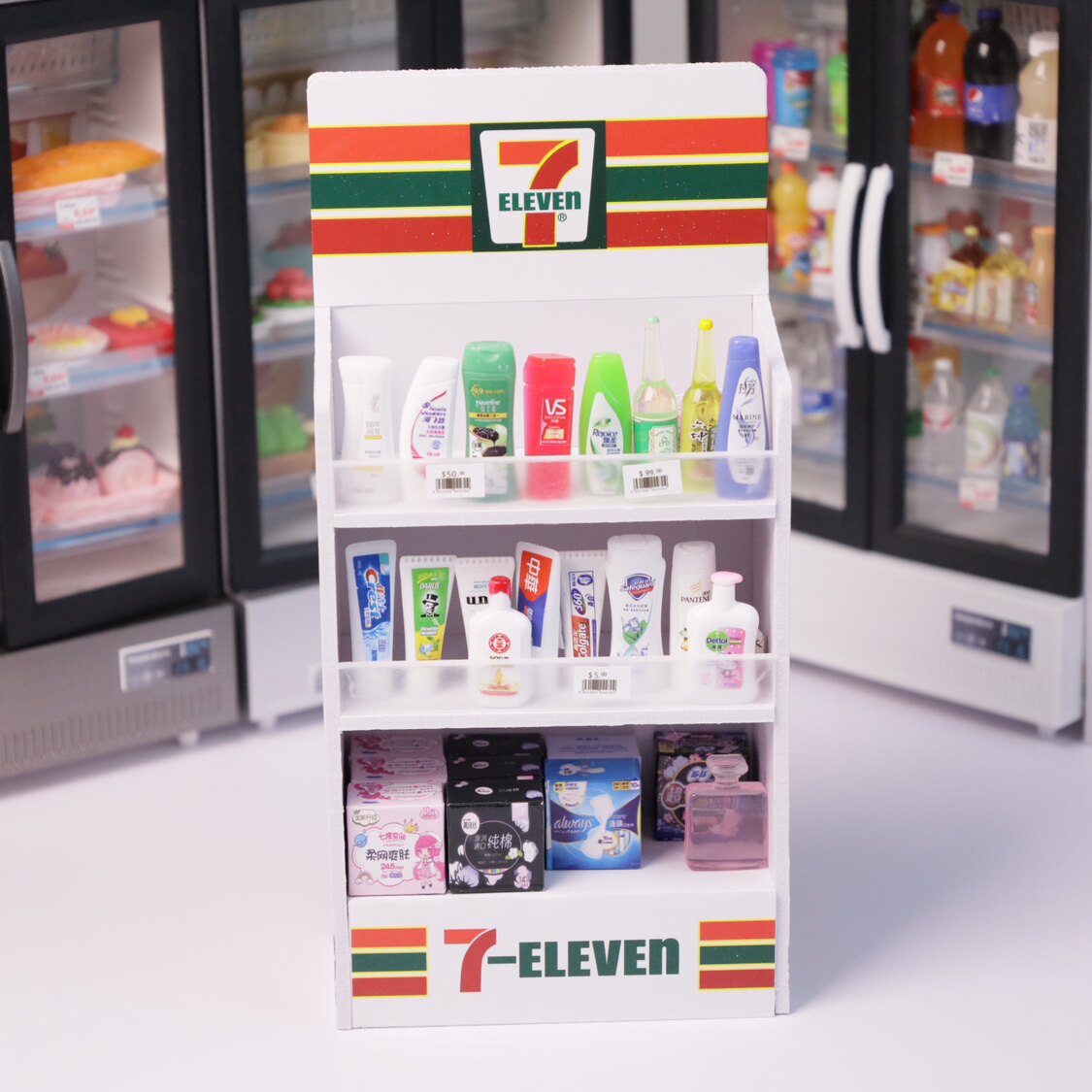 thumbnail for Mini kids miniature toy simulation small item bottle double door large refrigerator convenience store food model food play