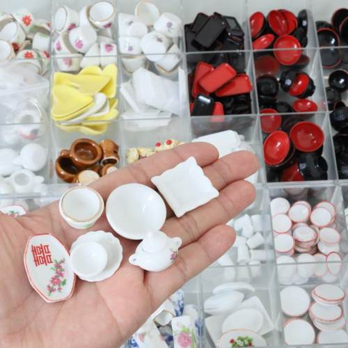 迷你微缩食玩陶瓷碟碗盘子壶模型
