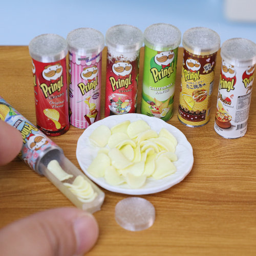 包邮迷你薯片带抽屉全套食玩微缩模型过家家玩具娃屋盲盒造景R5