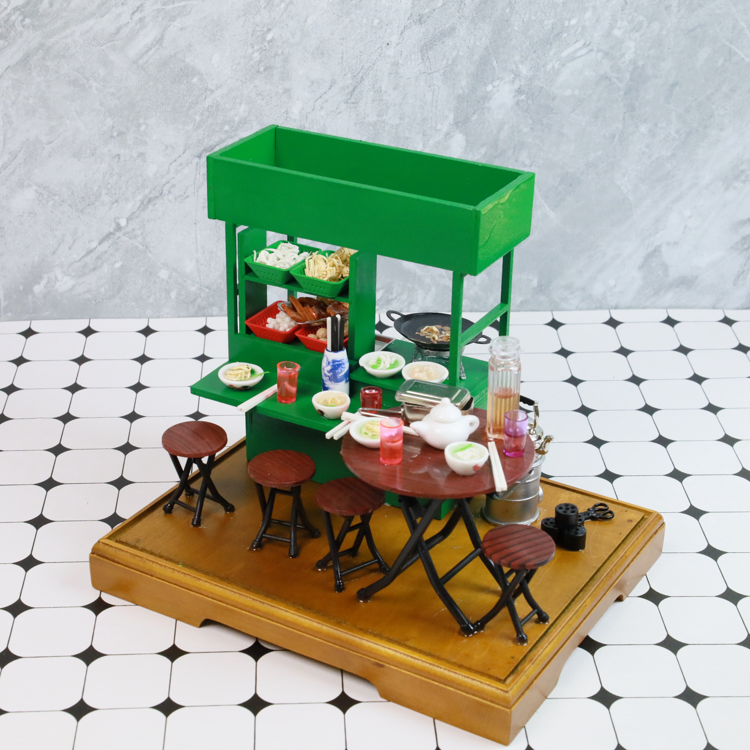 迷你仿真小摊档老饭盒筷子筒模型微缩12分娃屋场景配件