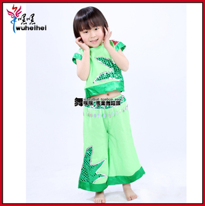 儿童服装 幼儿表演服装 幼儿园舞蹈服饰 绿色芭蕉女孩演出服