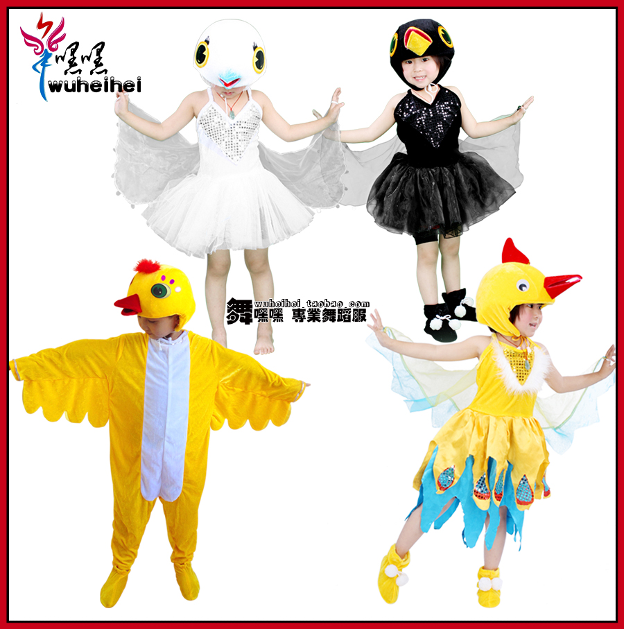 儿童喜鹊表演服小鸟动物白鸽卡通