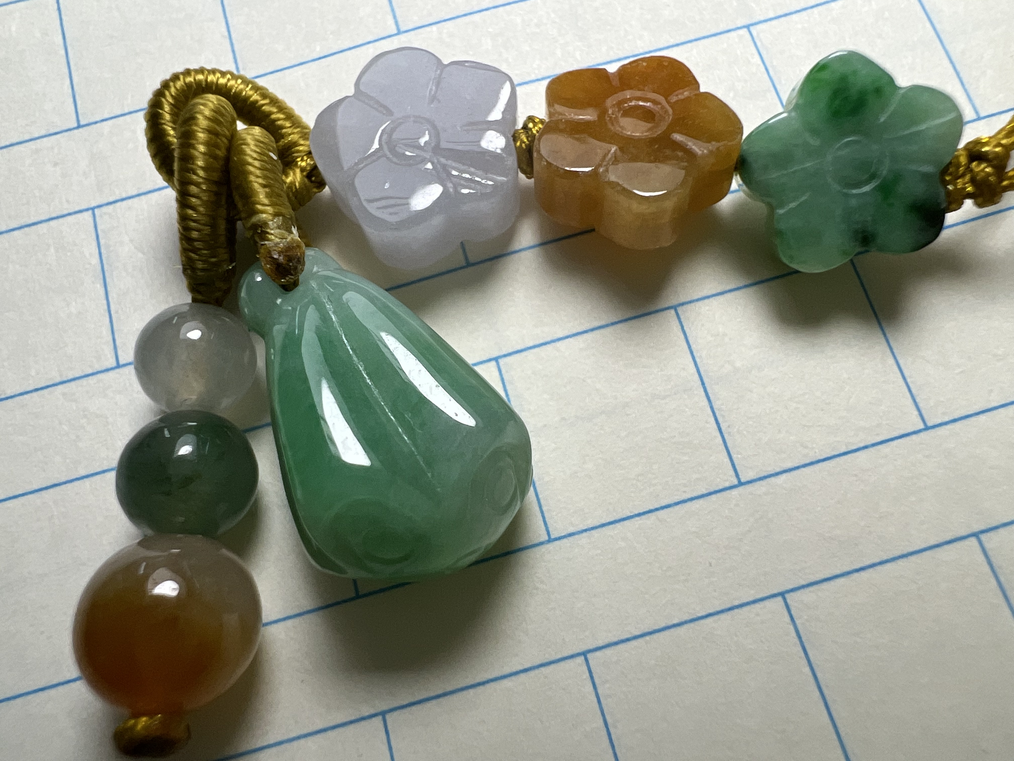 天然缅甸A货翡翠冰种福瓜兰花吊坠手链手机链