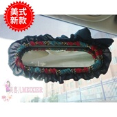 美式 通用后视镜套 美女花边汽车内车顶汽车后视镜套雪尼尔时尚