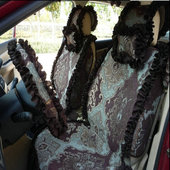 订做女士欧式 通用汽车坐垫奢华 花边全包汽车坐垫座垫套雪尼尔四季