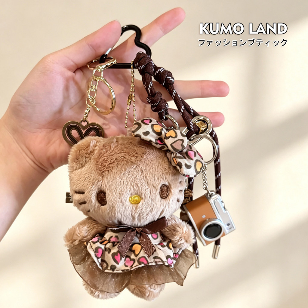 日本KUMO LAND美拉德包包挂件毛绒玩偶KT猫钥匙扣编绳书包挂饰