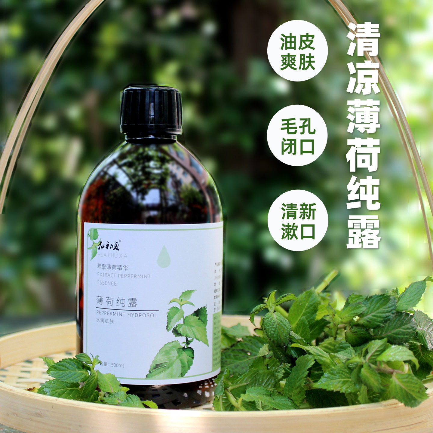 花初夏薄荷纯露清凉爽肤补水油皮痘痘闭口粉刺晒后可用头道500ml