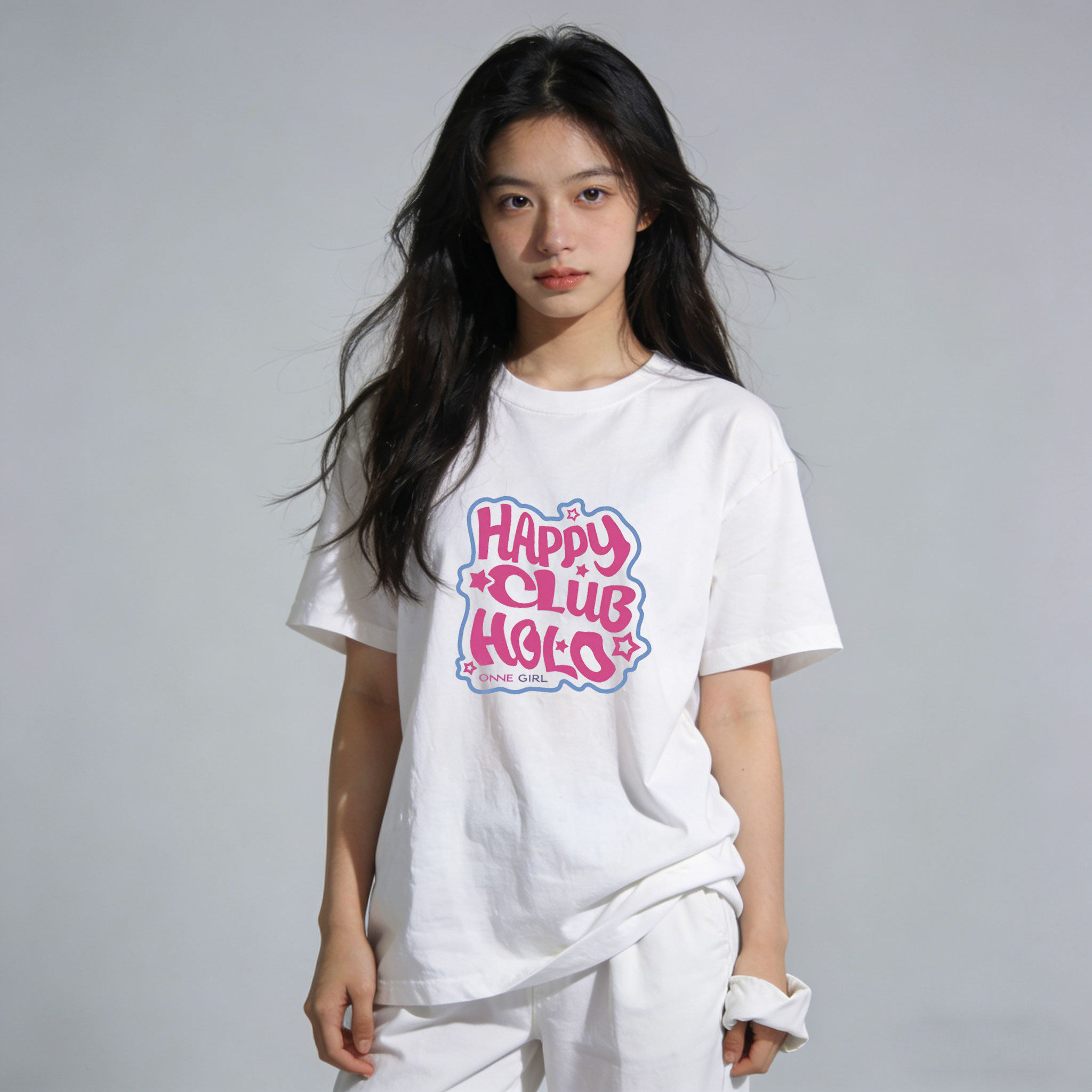 夏季新款纯棉短袖宽松圆领t恤字母印花白色女款全棉上衣2026年