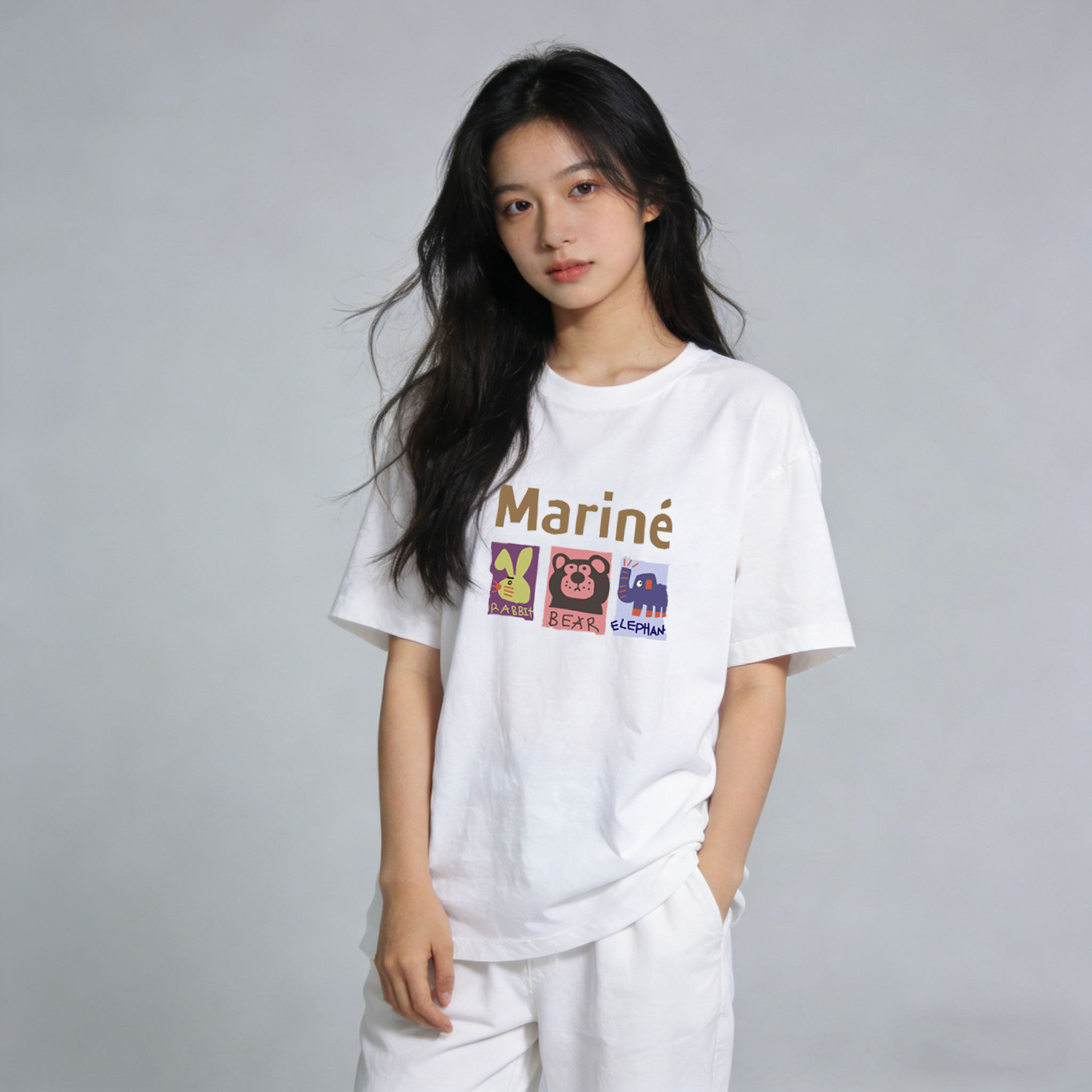 纯棉短袖白色t恤女圆领夏季春秋内搭打底衫宽松大码体恤简约上衣