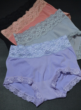 无缝 蕾丝边女士内裤 棉质品