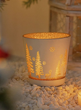 圣诞节创意香薰蜡烛+烛台套装礼盒浪漫夜光杯无烟香氛光感小礼品