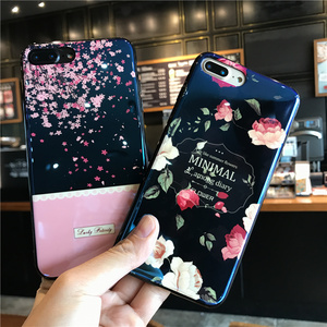 iphone7plus手机壳唯美丽花朵i8plus女款6splus苹果x成熟全包软壳