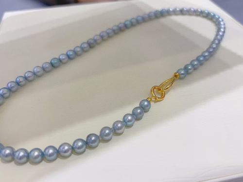 akoya蓝玫瑰珍珠项链极光微伴彩