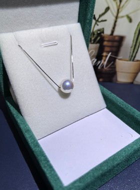 S925纯银单颗正圆施家珍珠项链女轻奢小众路路通锁骨链高级感颈链