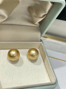兰溪珍珠南洋金珠施家正圆强光珍珠耳饰纯银耳钉气质耳饰耳环礼品