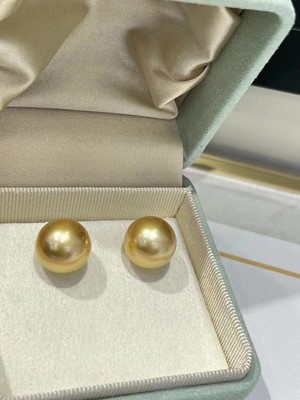 兰溪珍珠南洋金珠施家正圆强光珍珠耳饰纯银耳钉气质耳饰耳环礼品