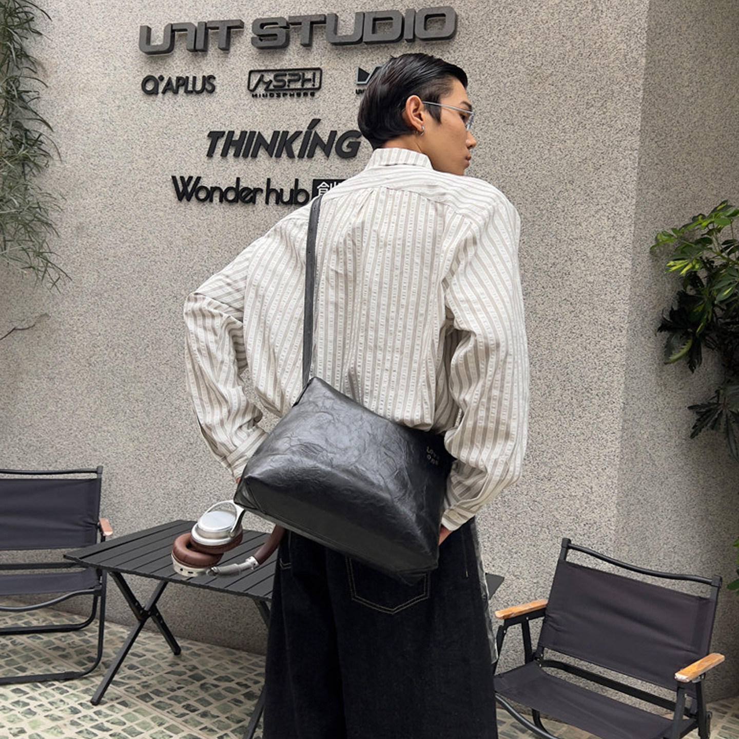 HBZ设计款ins单肩斜挎腋下男士包袋