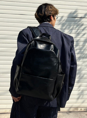 HBZ小众时髦英伦风双肩包大容量ins大容量皮质背包男女生街头潮牌