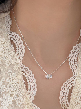 持恒S925纯银蝴蝶结项链女2024年春季新款轻奢百搭小巧高级锁骨链