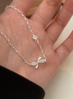 持恒S925纯银蝴蝶结手链女极简小巧小清新精致闺蜜手饰品韩国韩版