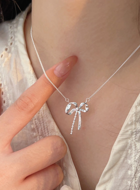 持恒S925纯银爆款蝴蝶结项链女韩国东大门简约轻奢气质小众锁骨链