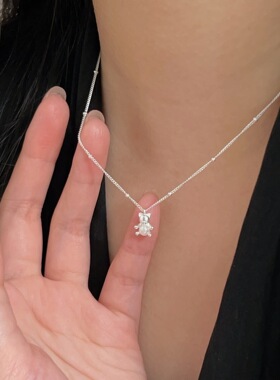 持恒S925纯银小熊项链ins可爱卡通小巧锁骨链劲链女韩版轻奢百搭