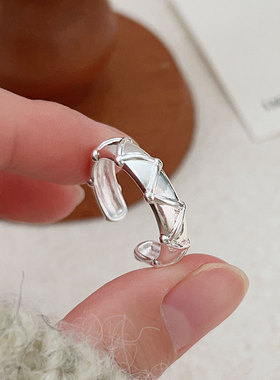 持恒韩国韩版弧面线条戒指女S925纯银小众简约冷淡风指环高级感潮