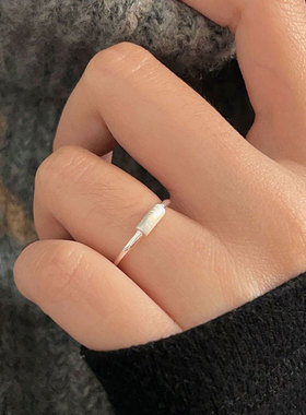 韩国韩版持恒S925纯银拉丝几何戒指女极简小众轻奢小清新精致指环