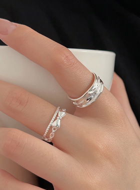 持恒S925纯银开口蝴蝶结戒指女2026女新款韩国百搭高级感复古指环