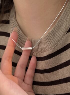 持恒S925纯银小众设计几何扭纹项链女韩国东大门夏季新款锁骨链