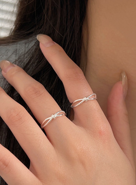 持恒S925纯银简约百搭开口打结戒指女韩国2026年新款小众感觉指环