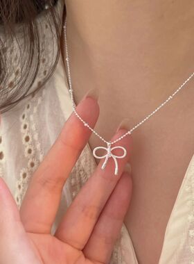 持恒S925纯银轻奢简约蝴蝶结项链女2026年夏季新款百搭小众锁骨链